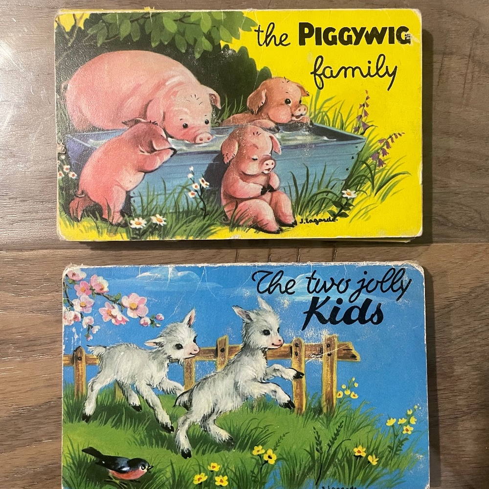 Vintage Set of 2 Pop-Up Children's Books: Pigs and Goats